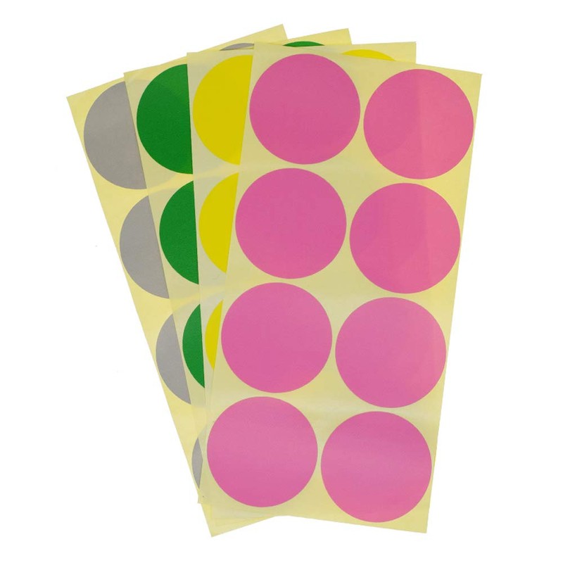 800 Count Large Round Dot Stickers Color Coding Labels, 50mm