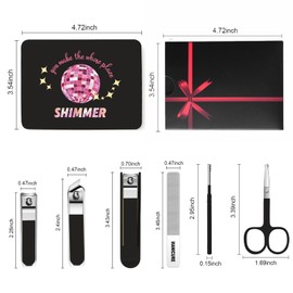 TTJHGYQO 6-Piece Nail Clipper Set with Nail File, Tweezers and ingrown toenail Removal kit Travel Nail kit for Men and Women (Shimmer Black)