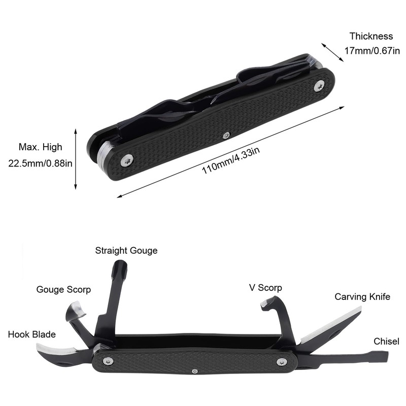 Omninmo Traditional Folding Whittling Knife with 1.5in Detail Blade, Sawcut