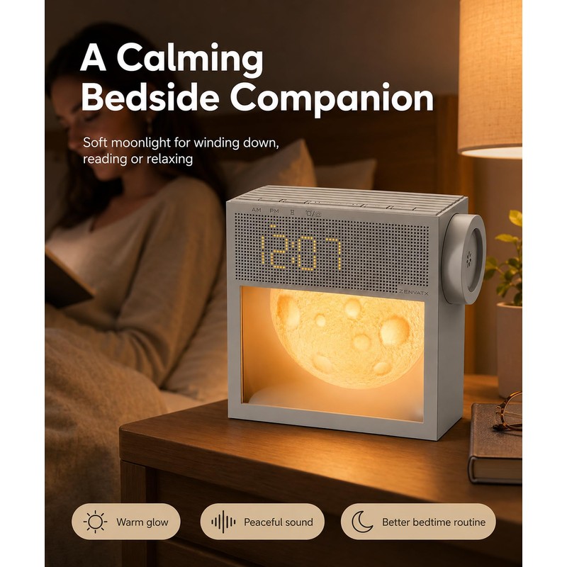 Rechargeable Sunrise Alarm Clock with Sound Machine and Night Light