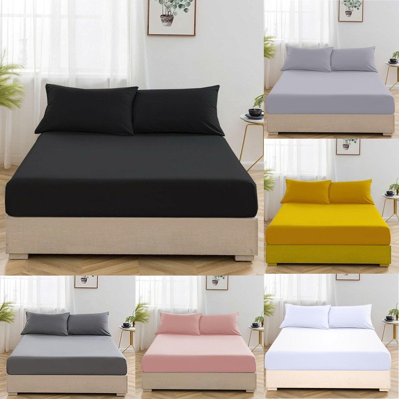 EV DEKOR Extra Deep Fitted Sheet Single, Black - Deep