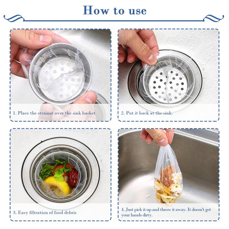 200Pcs Kitchen Sink Elastic Mesh Sink Filter Net Kitchen Sink