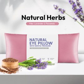 MEISENHOME Weighted Lavender Eye Pillows for Yoga, Relaxation, Microwavable Natural Eye Pillow Weighted with Washable Cover Heated for Meditation, Sleeping, Eye Compress with Aromatherapy (Pink)