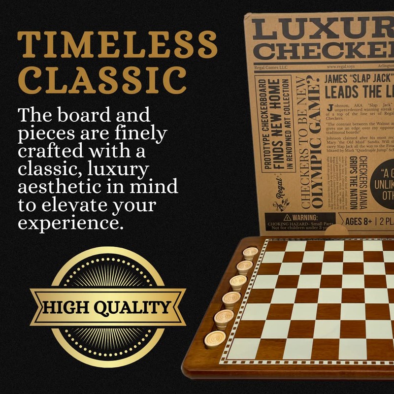 Regal Games Luxury Checkers Board Game for Adults & Kids
