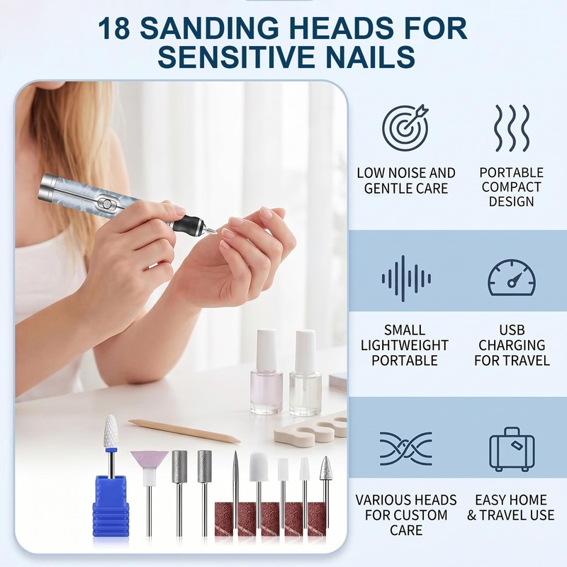Avvchuy Nail Grinder for Thick Toenails Set, 4 Speeds Electric