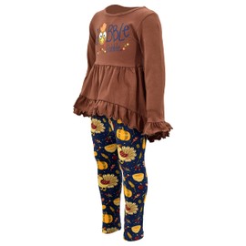 Unique Baby Juego de 2 leggings Gobble Gobble Gobble para niñas, Gobble Gobble, 9 Años