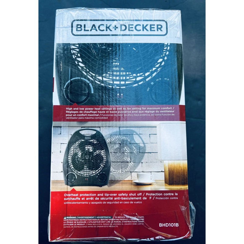 Black+Decker Personal Desktop Heater Black Adj Thermostat, Overheat & Tip