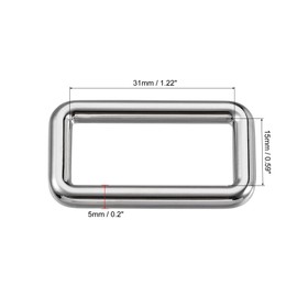 sourcing map Metal Rectangle Ring Buckles 31x15mm for Bags Belts DIY Silver Tone 8pcs