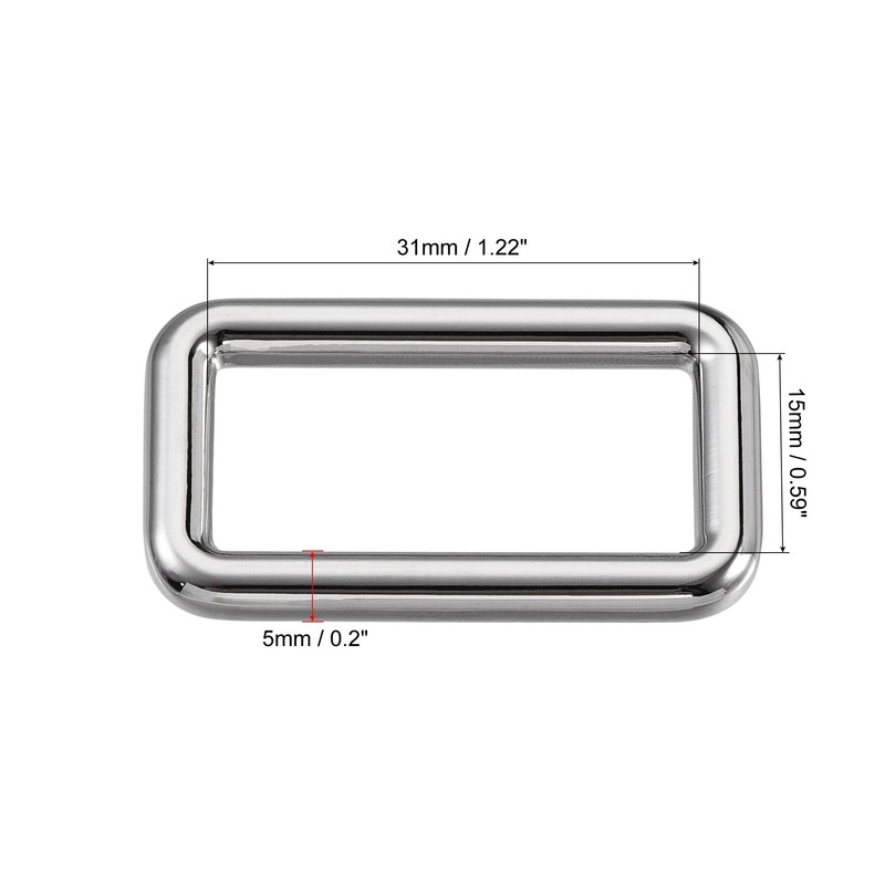 sourcing map Metal Rectangle Ring Buckles 31x15mm for Bags Belts