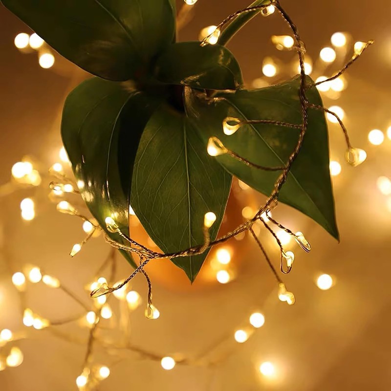 KINGCOO Cluster Fairy Lights with Remote, Waterproof 50LED Silver Wire