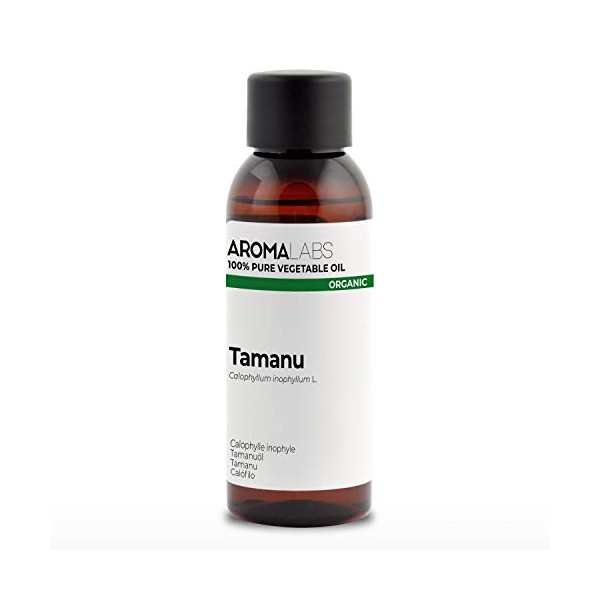 ORGANIC - TAMANU Oil - 50mL - 100% Pure, Natural, Cold Pressed and Cosmos Certified - AROMA LABS (French Brand)