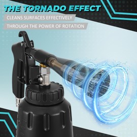 Compressed Air Cleaning Gun, with Tornado Effect, 360° Metal Tube and 1 L Container, 6.5-11 Bar, Car Interior Cleaning Set with Removable Metal Nozzle, Ideal for Car, Truck Cleaning Gun