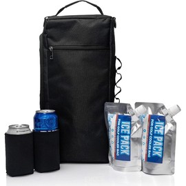 eBigValue Thermal-Lined Utility Cooler Bag for Golf & Outdoor Activities – Includes 2 Gel Ice Packs, 2 Can Sleeves, Shoulder Strap, Carabiner Loops – Holds Cans & Bottles