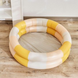 Pool Baby Kids Thick Home Toddler Small Mini Veranda Simple Round Single Person Repair Patch with 2 (White Yellow Stripe)