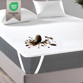 Luxoon Waterproof Mattress Protector | Pack of 2 | Breathable Mattress Topper 90 x 200 cm, Protection Against Dust & Stains | Machine Washable | Non-Slip | Washable Incontinence Pad | White