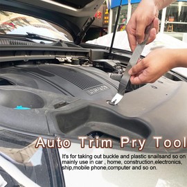 Hibucuo Auto Trim Removal Tool Set Stianless Steel, 6pcs Fastener Remover Tool kit, Metal Pry Tool Kit for Car Door Panel & Audio Stereo, Dashboard Removal Kit, Interior & Interior Trim Puller