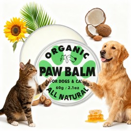 Dog Paw Balm & Nose Balm (2.1oz ), Lick-Safe | All-Natural Dog & Cat Paw Protector Soother with Organic Coconut Oil for dog Dry and Cracked Paws, Nose, Elbows for Hot Pavement & Winter Protection