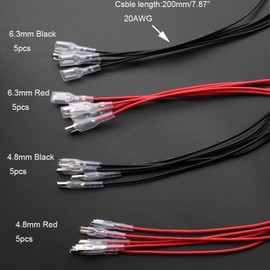 RUNCCI-YUN 20Pcs 4.8mm 6.3mm female spade connectors,Insulated Crimp Terminals Wire Crimp Terminal Spade Crimp Connector for DIY Electrical Motorcycle Vehicle Boat Electrical Wiring