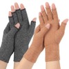 Arthritis Gloves, 2 Pair Fingerless Compression Gloves, Gray+Brown, L