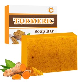 100 g, Turmeric & Kojic Acid Soap Bar for Body & Face - Brightens Skin, Fades Dark Spots & Acne, Boosts Collagen & Vitamin C for Even Tone & Smooth Glow