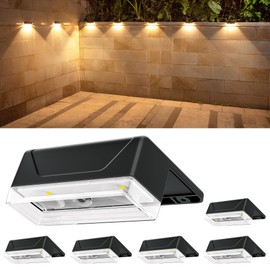 Ellasay Solar Fence Lights Outdoor: 6Pack IP65 Waterproof Solar Powered Wall Light - 8 Lighting Modes with 3000K/RGB Colors -Outside Decor for Backyard Porch