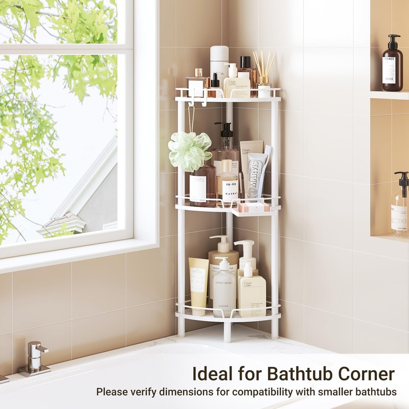 ELYKEN Corner Shower Caddy Standing, 3 Tier Rustproof Metal Shower