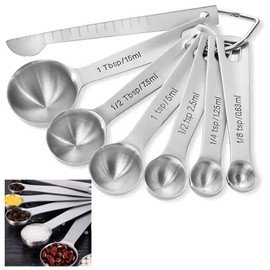 Measuring Cups Und Spoons für Kochen Backen Measuring Spoons Edelstahl Messbecher Measuring Cups Messbecher Und Messlöffel Set Spoons Set Backwerkzeug Zum Backen Und Kochen 6 Messlöffel 1 Messlineal