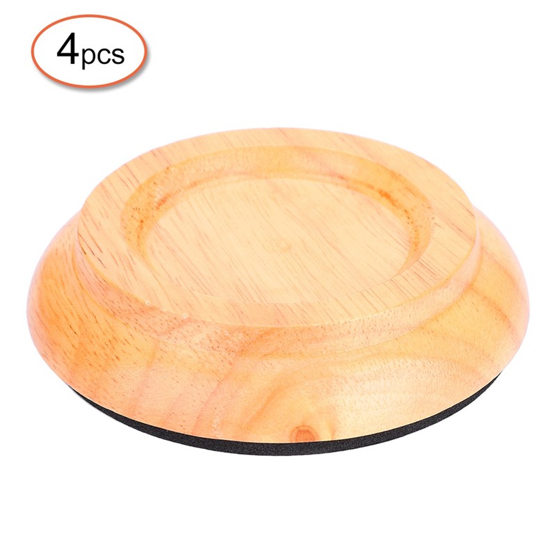 4Pcs Beech Wood Round Piano Foot Pads Set Upright Piano