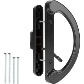HILLMASTER Patio Sliding Glass Door Handle Replacement Set,Mortise Style Reversible Design Non-keyed Sliding Patio Door Handles, Black Diecast Finish Fit 3-15/16” Screws Hole Spacing