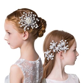 HappyHome Children's Hair Accessory Set, Hair Ornament, Fake Pearl, Wedding, School Entrance Ceremony, Graduation Ceremony, Photo Shoot Headdress (A Set)
