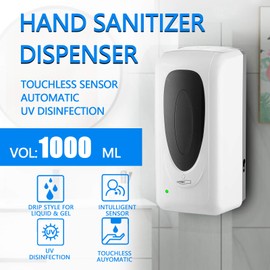 LATT Automatic Liquid Hand Sanitizer Dispenser Wall Mounted, Commercial Touchless Soap Dispenser, Refillable Sensor Hands-Free Dispenser for Hospital Hotel School Restaurant, 33oz/1000ml