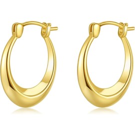 Gold Hoop Earrings Set for Women Chunky Statement Drop Hoop Earrings Lightweight Hypoallergenic Fashion Gold Earrings Jewelry