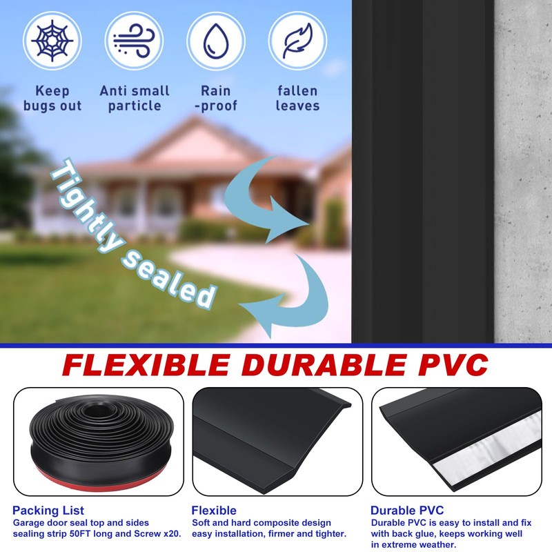 Nuogo Weatherproofing Garage Door Seals Top and Sides Seal Strip