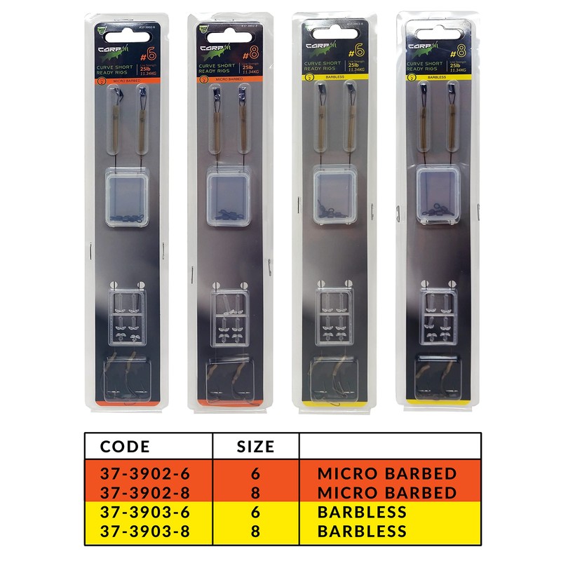 Carp On - 2 x CURVE SHORT READY RIGS Size