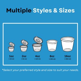 Concept4u Reusable Plastic Pots *CHOOSE YOUR SIZE* | Round Food Containers | Hinged Sauce Pots | Plastic Pots with Lids | Sauce Cups Take Away | Deli Pots | 1oz (30ml) 50 Pack