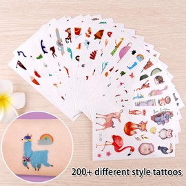 KUUQA Temporary Tattoos for Toddlers Cartoon Animal for Boys and Girls, 200+ Animal Designs, for Unicorn Party Supplies and Birthday Gift (24 Sheets)
