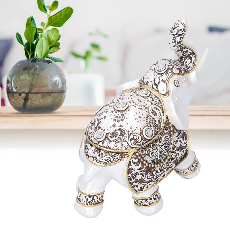 Resin Elephant Feng Shui Statue Wealth Lucky Figurine Crafts Home