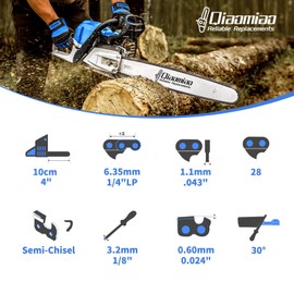 4-Pack Chainsaw Chain for 4 Inch (10cm) Bar, Mini Saw Chain Compatible with Stihl GTA26 36700028, 1/4" LP .043 Gauge, 28 Drive Links