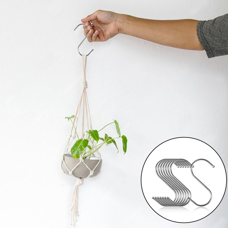 WELANE Silver S Hooks, 20 PCS Stainless Steel S Shaped