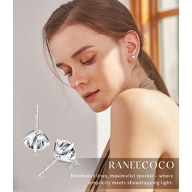 "STUNNING FLAME" Solid 14K Rose Gold Post & Sterling Silver Cubic-Zirconia Stud CZ Earrings | 3ct