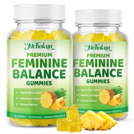 Mchokuu Premium Feminine Balance Gummies for Women's Health & Wellness, pH Balance, Immune Support, Sugar Free, Vegan Gluten-Free, Hawaiian Pineapple Flavor - 120 Gummies