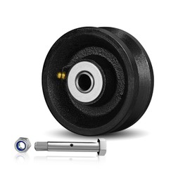 CWfutureparts 4" X 1.5" Cast Iron V Groove Wheel with Roller Bearing, 600 lbs Capacity,Industrial Metal Casters for Roll Tracks, Rolling, Sliding Gates(1Pack Black)