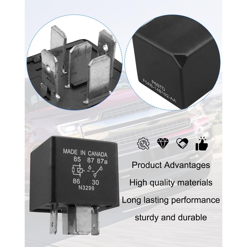5-Pin Relay Fit for Ford Replace P6SDT FOAB-14B192-AA, 40A 12VDC