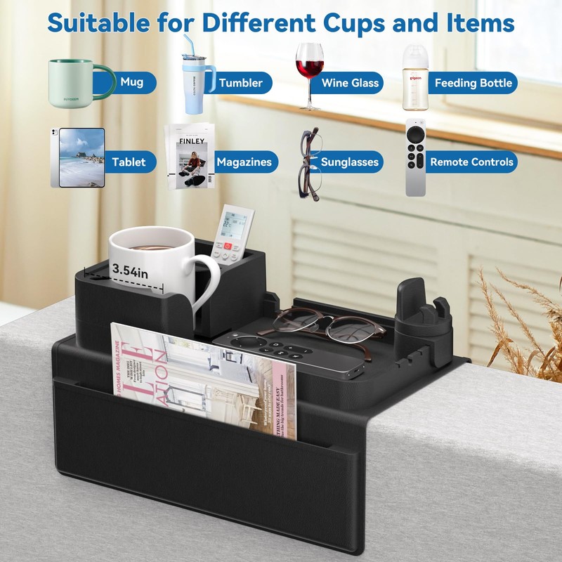 Couch Arm Cup Holder CLESOO Couch Arm Tray Anti-Slip Couch