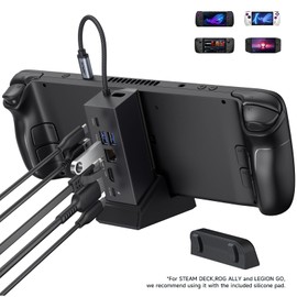 JSAUX Docking Station Compatible with ROG Ally X/ROG Ally/Steam Deck/Legion Go/Legion Go S, 6-in-1 ROG Ally X Dock with HDMI 4K@120Hz, Gigabit Ethernet, USB A & USB C 3.2 Gen 1, 100W Charging - HB0609