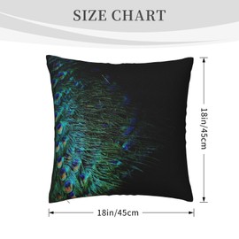 Peacock Feather Throw Pillow Covers 18"X18" Cozy Velvet Square Throw Pillowcases Home Decor For Bed Couch Sofa Living Room Cushion Cover
