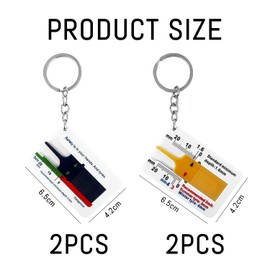 4-Piece Tyre Tread Depth Measuring Tool with Key Ring, Plastic Ruler, Wheel Measuring Tool, Tyre Accessories