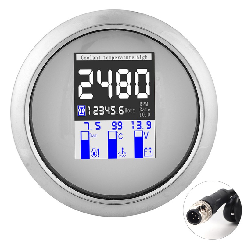85mm Integrated Gauge Multifunction IP67 316 Stainless Steel Boats Yachts