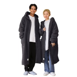 e-room Long Blanket, Men's, Large Sizes, Cute, Feet Thick, Fluffy, Sleepable, Gaming, Elastic Sleeves, Moisture Absorption, charcoal gray