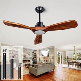 42” Ceiling Fan with Lights and Remote Control Ceiling Fan, Wooden Ceiling Fan with Lights Silent Reversible DC Motor with 3 Blades for Farmhouse, Living Room, Bedroom, Office. (Black + Walnut)